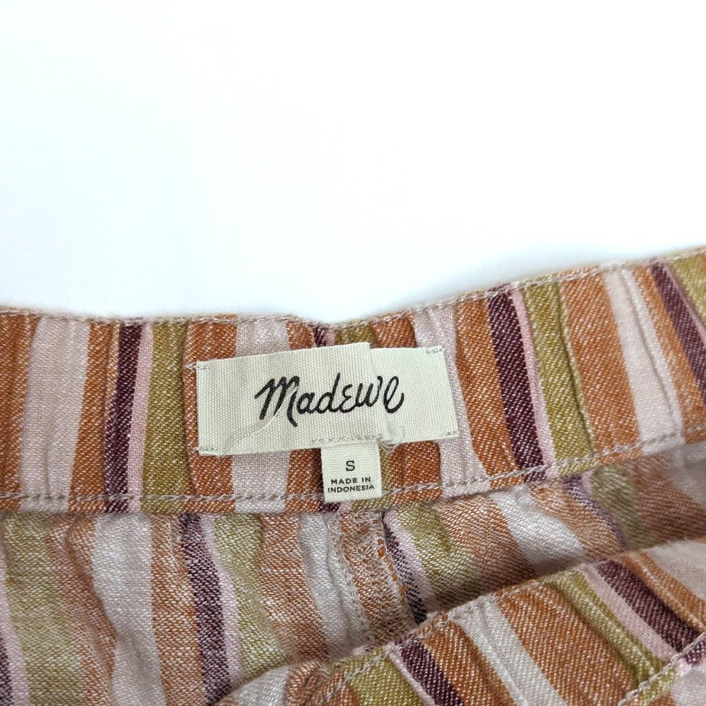Madewell Linen Cotton Blend Retro Pull-On Shorts in Rainbow Stripe Women's Sz MD - Picture 8 of 8